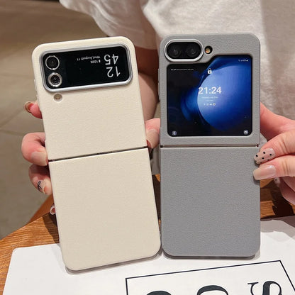 Leather Texture TPU Case For Samsung Z Flip7 Flip6 Flip5 Shockproof Folding Soft Phone Cover For Samsung Galaxy Z Flip 7 6 5 4 3