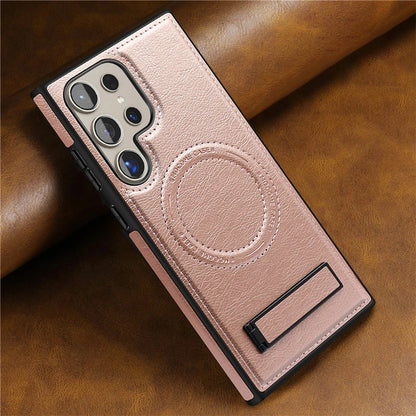 Luxury Leather Magnetic Fold Stand Holder Case For Samsung S25 S24 Ultra S23 Plus S22 Wireless Charging Shockproof Soft Cover