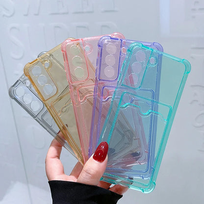 Card Bag Wallet Clear Phone Case For Samsung Galaxy A15 A25 A35 A55 A14 A24 A34 A54 A13 A23 A33 A53 S21 S22 S23 5G Bumper Cover
