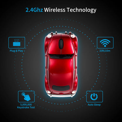 Cool Wireless Mini Classic Car-Shape Roller Mouse 2.4G Optical Ergonomic Computer Mice Game PC Laptop Universal Creative Gifts