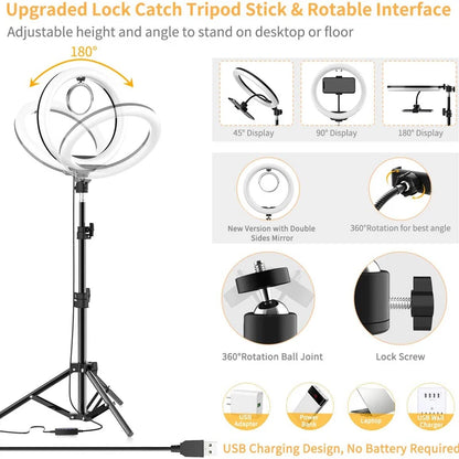 LED Ring Light with Phone Stand Usb Charge Selfie Led Lamp Dimmable Photography Light For Photo Photography Studio For Vlog Live