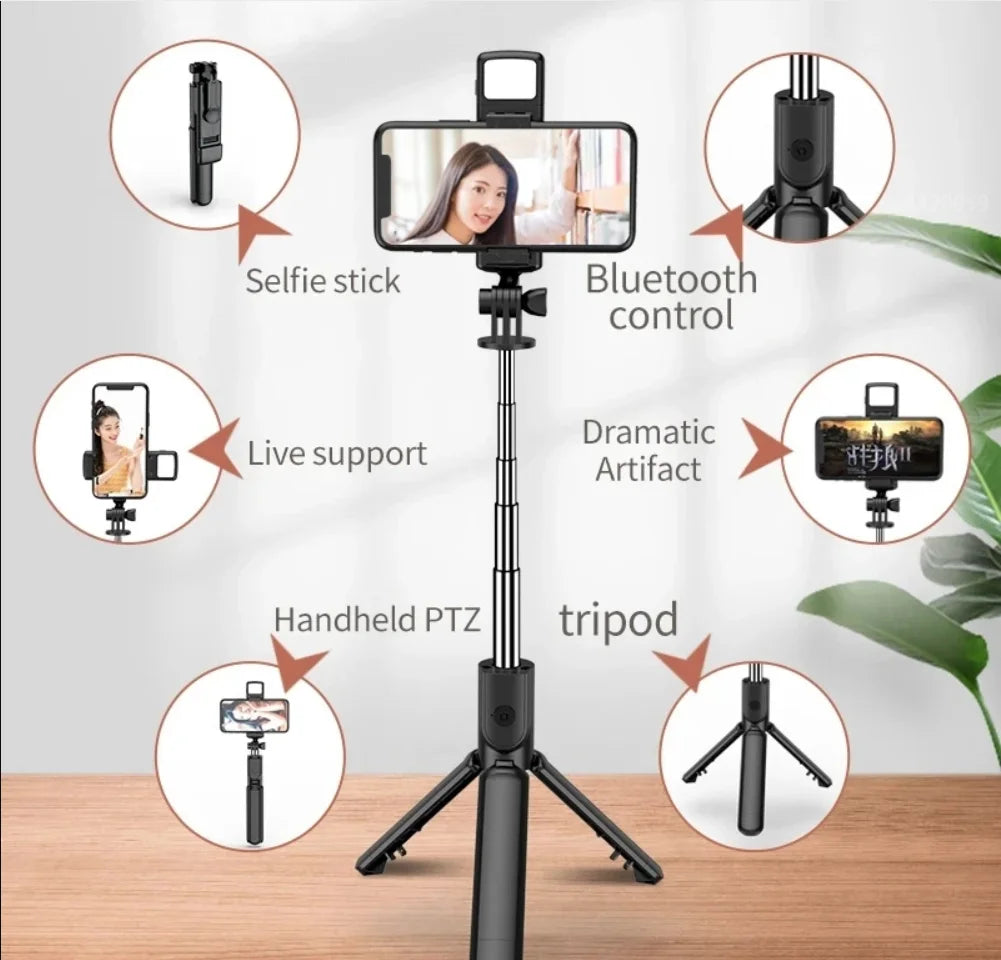 Extendable Selfie Stick Tripod Phone Tripod with,Group Selfies/Live Streaming/Video Recording Compatible with All Cellphones