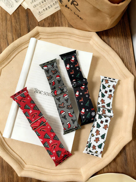 Christmas Series Nylon Band for Apple Watch - Fits Series 11 10 9 8 7 SE Sizes 49 46 45 42 41 40 38mm Comfortable Bracelet Strap