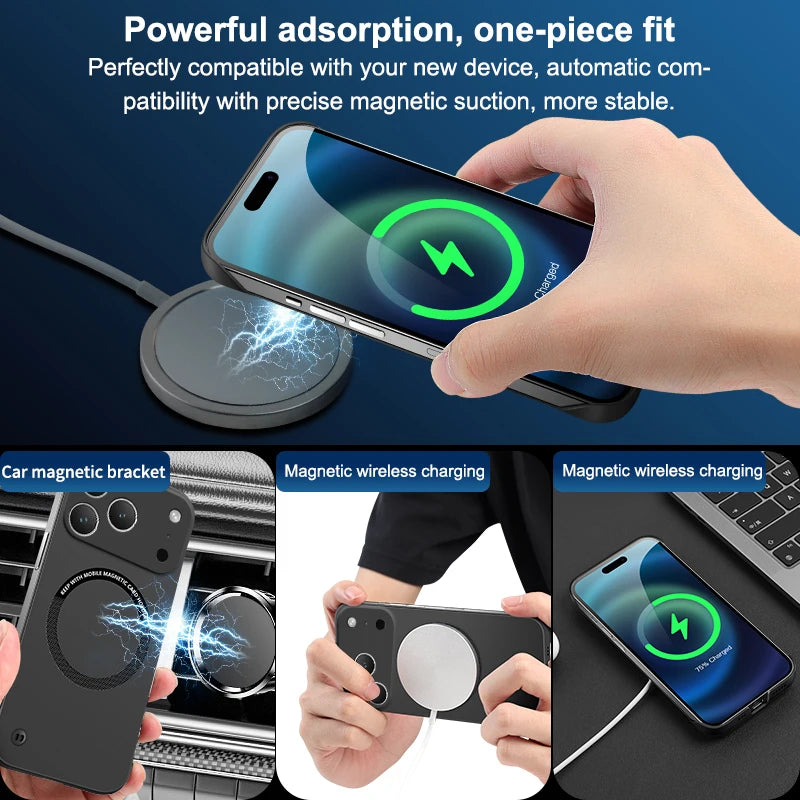 Frameless Magnetic For Magsafe Slim Case For iPhone 17 Pro Max Air iPhone17Pro Max 5G Wireless Charging Hard Back Cover