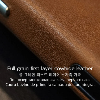 YMW Magnetic Genuine Leather Case for iPhone 17 16 Pro Max 15 14 Personality Horsehide Magnetic Phone Cover