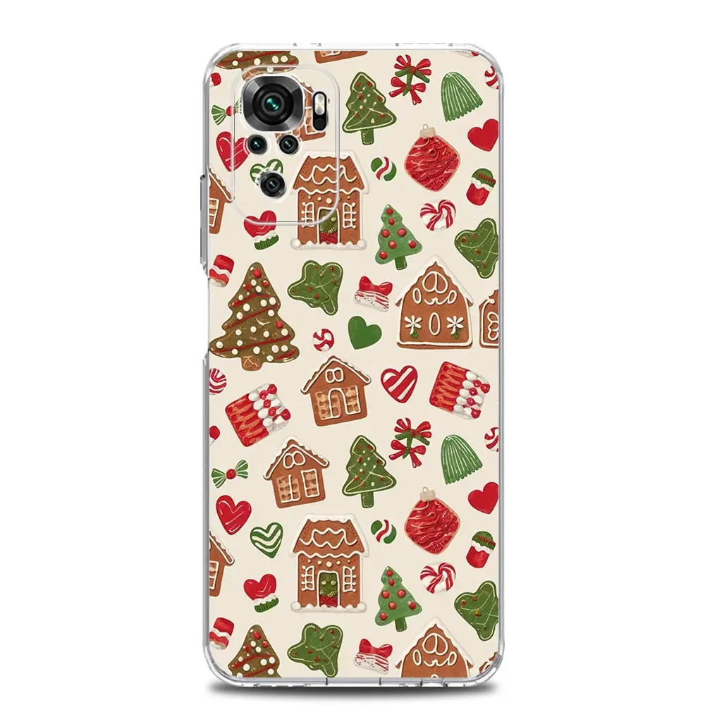 Phone Case For Xiaomi Redmi Note 14 13 12 4G 9S 9 10 11 Pro Plus 5G 14C 13C 12C 10C 9A Clear Soft TPU Cover Cartoon Christmas