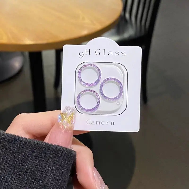 2PCS Bling Glitter Diamond Camera Lens Protector For Apple Iphone 16 15 13 12 Pro Max Sreen Protectors Film For iPhone 16 14plus