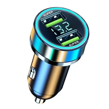 UYUXIO Dual USB Port Car Phone Charger Super Fast Charging Adapter with Voltage Display for iPhone Samsung Oppo Vivo Huawei