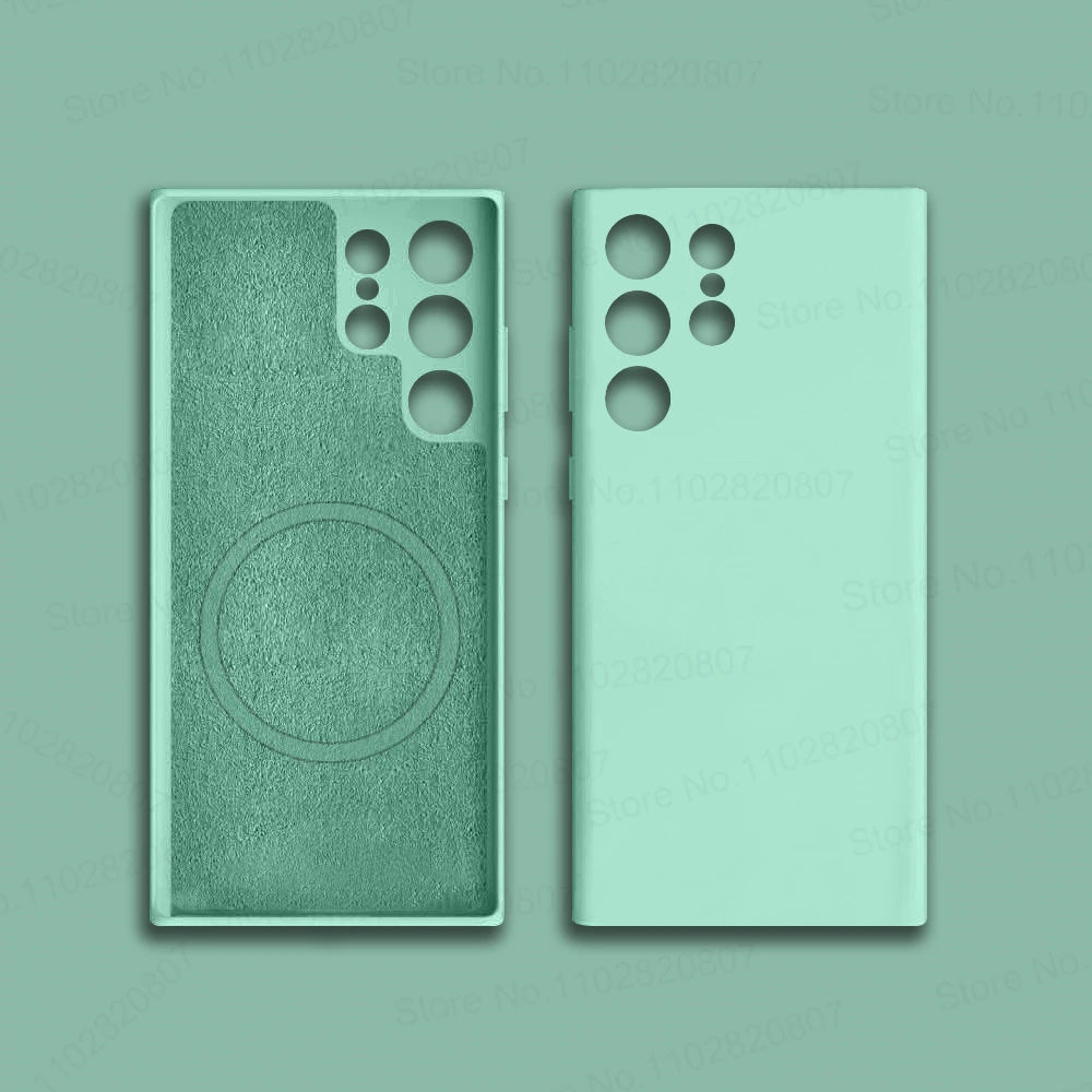 Original For Magsafe Silicone Case For Samsung Galaxy S22 S23 S24 S25 Ultra S21 FE Wireless Charging Magnetic Cover Accessories