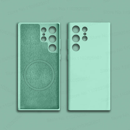 Original For Magsafe Silicone Case For Samsung Galaxy S22 S23 S24 S25 Ultra S21 FE Wireless Charging Magnetic Cover Accessories
