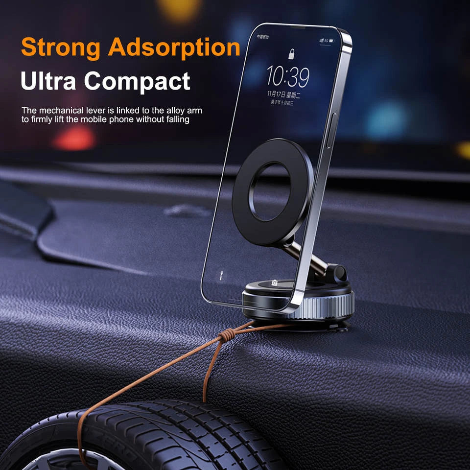 Car Mount Vacuum Magnetic Holder Foldable Strong Suction Stand For Cell Phone For iphone 16 15 12 13 14  Live Streaming