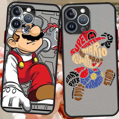 M-Marios Popular Cartoon Art Frosted Translucent For Apple iPhone 16 15 14 13 12 11 XS XR X Pro Max Plus Mini TPU Phone Case