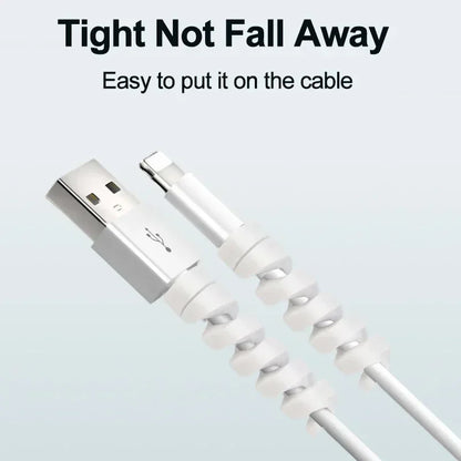 10pcs Silicone Data Cables Protector Winder Pipe Flexible Phone Charge Cable Spiral Winder Cords For Phone USB Charger Wires