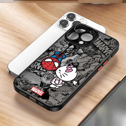 Marvel Cute Spidermans Hello Kitty Phone Case for iPhone 16 15 11 12 13 14 Pro Max 16 Plus 12 Mini 7 8 XR XS 15Pro MAX 16e
