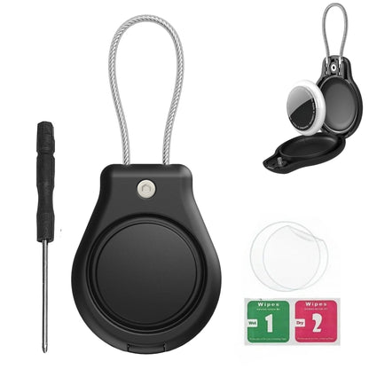 Waterproof AirTag Keychain Holder tag Lock Case Wire Cable,  Anti-Lost Protective Case with Keyring for Luggage, Key, Backpack