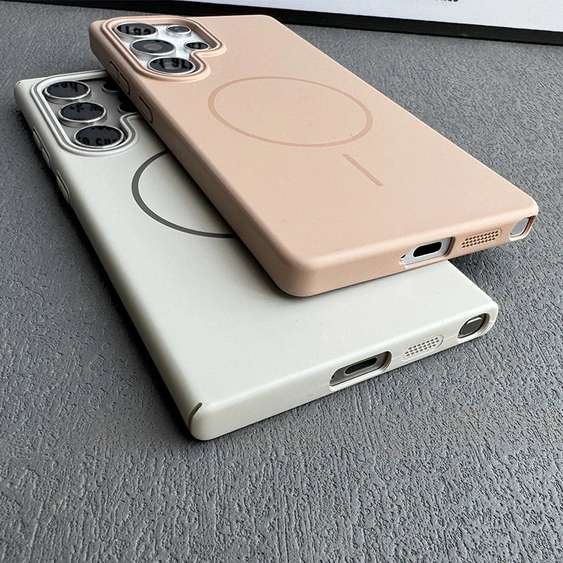 Luxury Slim Matte Magsafe Case for Samsung Galaxy S25 S24 S23 Ultra S22 Plus S21 Note 20 Solid Color Shockproof PC Phone Cover