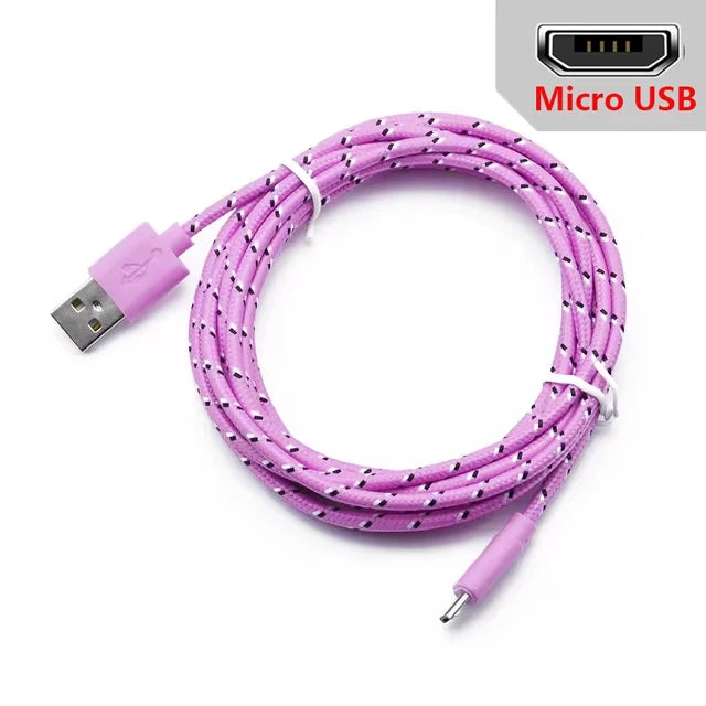 2.4A Micro USB Cable 0.5m/1m/2m/3m Data Sync USB Charge Cable For Samsung Huawei Xiaomi Android Nylon Braided Microusb Data Cord