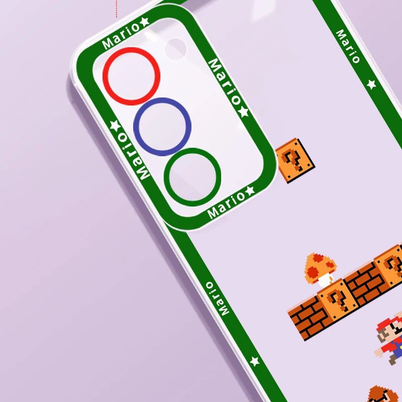 Cartoon Game Super Mario For Samsung Galaxy S23 S22 S21 S20 Pro FE Ultra A23 A52 A53 A71 Angel Eyes Transparent Phone Case