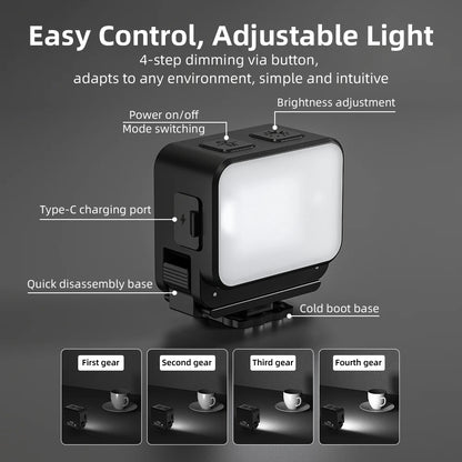 Flymile Action 6 Magnetic Selfie Light Video Lights for DJI OSMO Action 6/Nano Accessories 600MAh Adjustable 3000K/4440K/8700K
