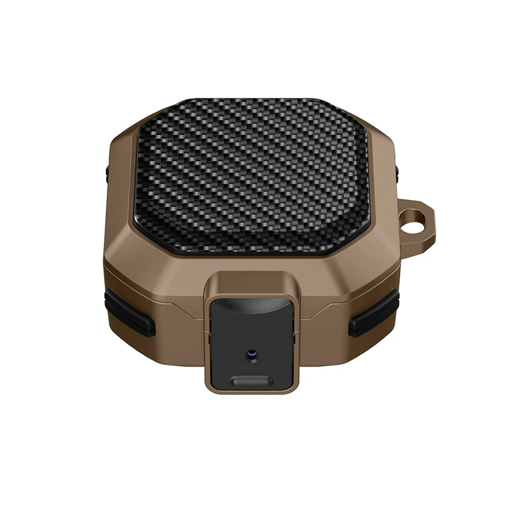 Carbon Fiber Switch Lock Earphone Case For Samsung Galaxy Buds 2 Pro FE Live Cover Full Protection Shockproof With Keychain Box