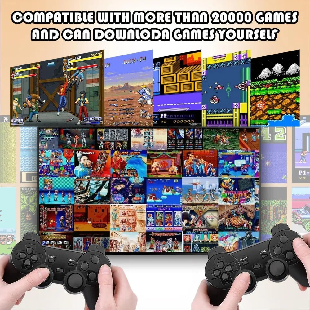 Retro Game Stick - Retro Game Console. Plug and Play. 20,500+ built-in games. Dual 2.4G wireless controllers (64G).