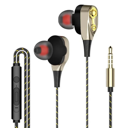 Explosive Double Moving Coil Headphones In Ear Subwoofer Cross Border Wire Controlled Fever Hifi Headphones With Shocking Sound