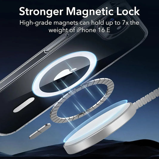 Strong Magnetic Magsafe Case For iPhone 16e 16 15 14 13 12 11 Pro Max Plus Mini Hybrid Hard Clear Silicone Back Shell Cover