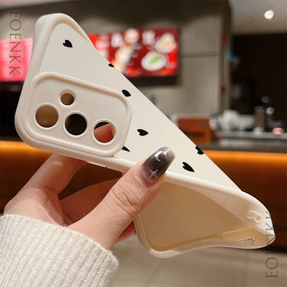 Black Love Heart Soft Phone Case For Samsung Galaxy S25 FE S22 S21 S23 S20 S24 Ultra FE A35 15 A25 A55 Note 20 Plus 5G Cover