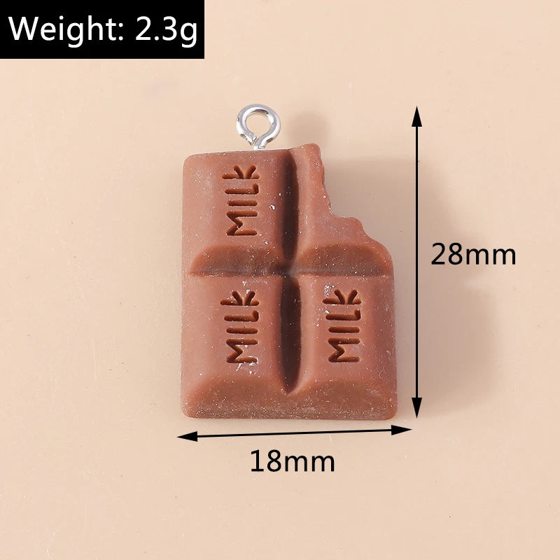 15Pcs Mix Resin Chocolate Charm Dessert Food Charms for Necklace Bracelet Earring Keychain Diy Jewelry Making Accessories