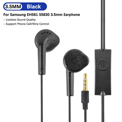 For Samsung Earphone EHS61 S5830 3.5mm Wired Headset With Mic For Galaxy A15 A14 A06 A05 A25 A34 A13 A12 M15 M34 M14 S9 S10 Plus