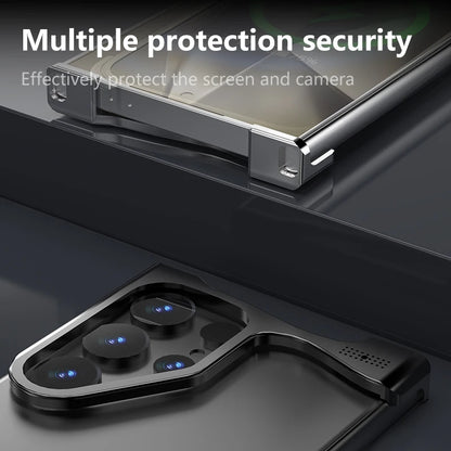 For Samsung Galaxy S23 S24 S25 Ultra S25 Plus Phone Case Irregular Titanium Alloy Bumper Shell With Borderless Protective Cover
