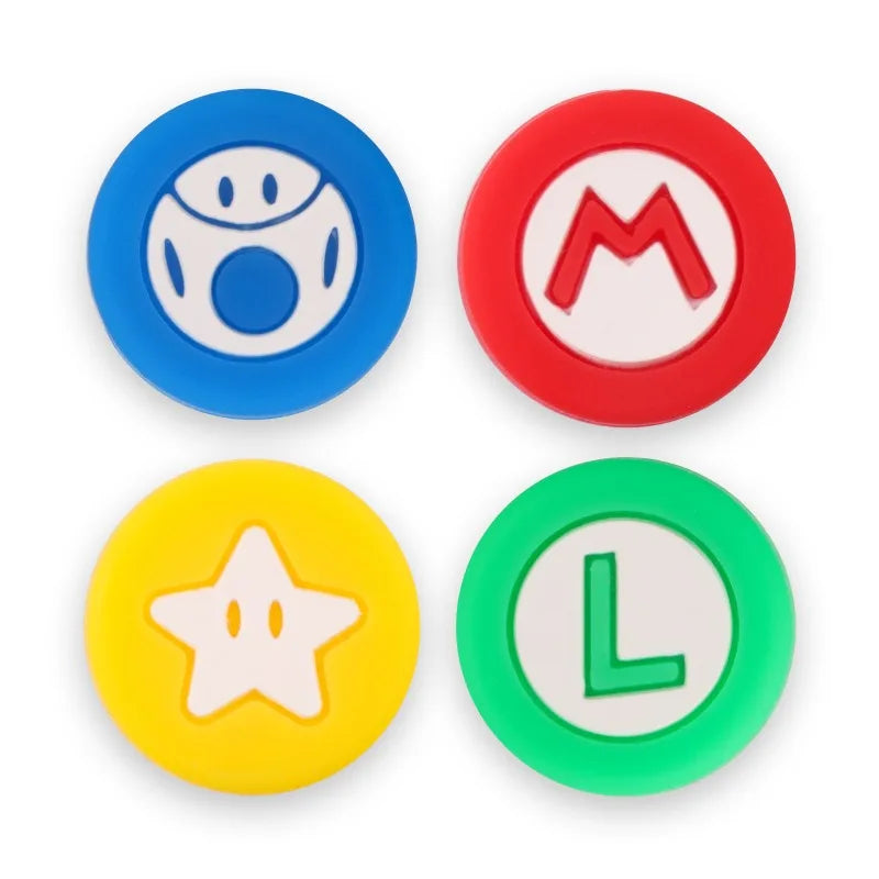 4pcs Super Mario Silicone Thumb Stick Grip for Nintendo Switch Ns Oled Joystick Controller Cover Protective Case Accessories