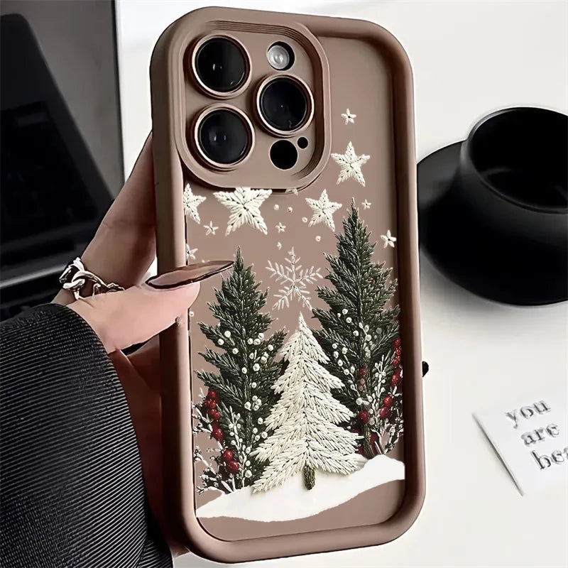 For Samsung Galaxy S25 Ultra S24 S23 FE S22 S21 S20 Plus Note 20 Ultra Shockproof Silicone New Year Christmas Tree Phone Case
