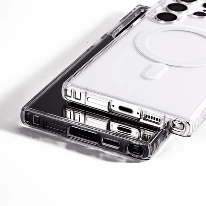 Luxury MagSafe Magnetic Wireless Charge Case For Samsung Galaxy S25 S24 S23 S21 FE S22 Plus Ultra Shockproof Clear Acrylic Cover