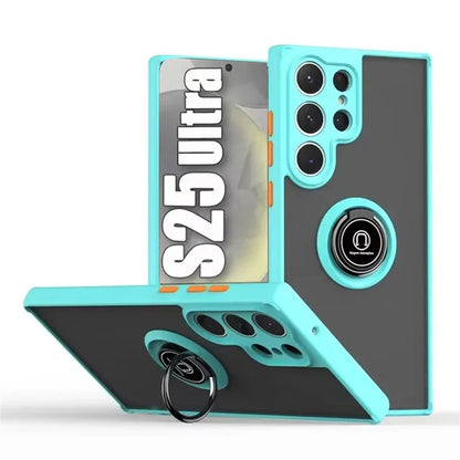 Magnetic Matte Case For Samsung Galaxy S25 S24 S23 S22 S21 S20 Ultra FE 5G S10 S9 Plus Lite Shock Proof Ring Holder Cover Funda