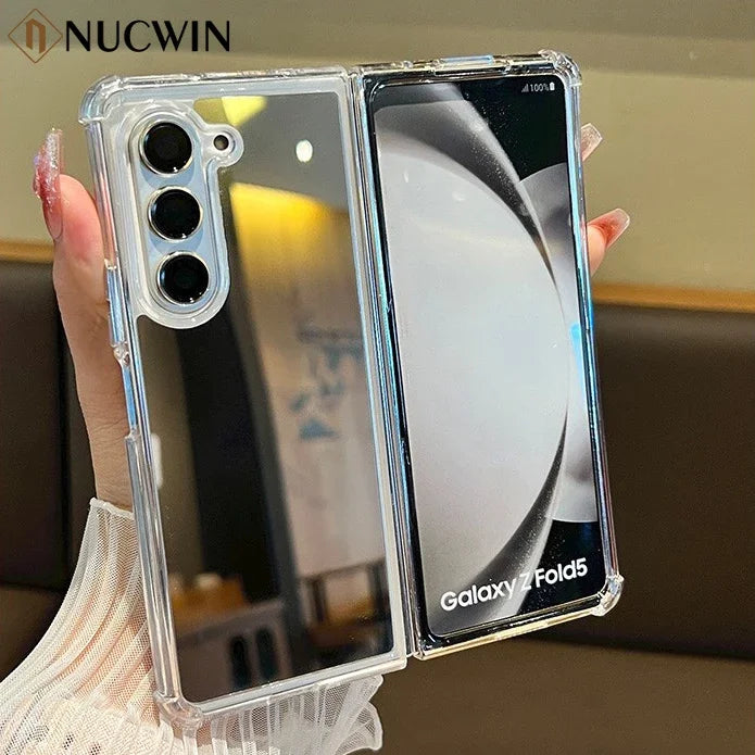 Girl Makeup Mirror Luxury Airbag Bumper Case for Samsung Galaxy Zfold6 Z Fold 6 5 4 3 Fold4 ZFold5 Plating Mirror Cover Z Fold 6