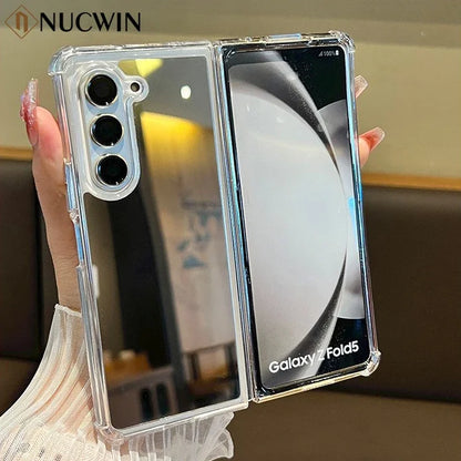 Girl Makeup Mirror Luxury Airbag Bumper Case for Samsung Galaxy Zfold6 Z Fold 6 5 4 3 Fold4 ZFold5 Plating Mirror Cover Z Fold 6