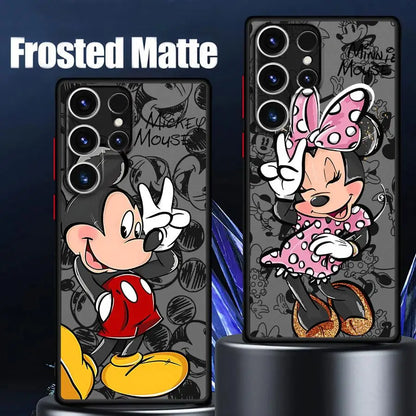 Cool Disney Mickey Minnie Matte Case for Samsung Galaxy S24Ultra S23 S25 Ultra S20 FE S21 S22 Plus S10 S9 S23 5G Phone Cover
