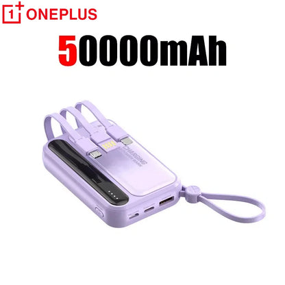 Oneplus Built in Cables Power Bank 4 In1 50000mAh Large Capacity Intelligent Digital Display Light Portable Battery For Samsung