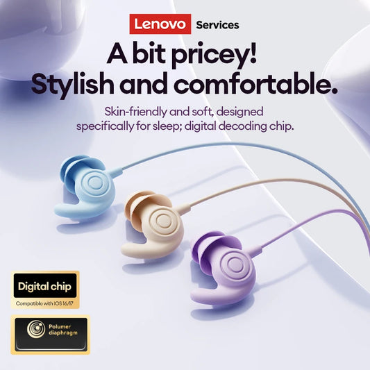 NEW Lenovo YF40 Wired Sleep Earphones 3.5mm/Type-C Silicone In-ear Earbuds Hifi Stereo Wired Headphones Double Noise Reduction