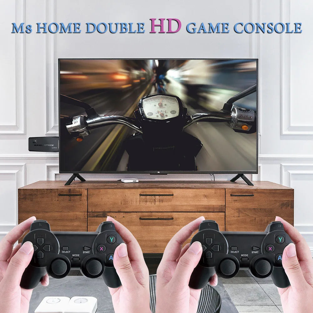 Video Game Sticks M8 Console 2.4G Dual Wireless Controller Game Stick 4K 10000 games 64GB Retro game For Xmas Gift