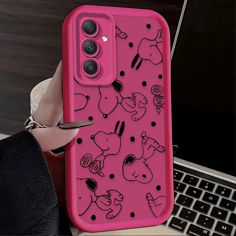 Cute Anime S-Snoopys Case For Samsung Galaxy S24 S25 S23 Ultra S22 S21 Plus FE A36 A56 A26 A16 A06 A15 A25 A35 A55 5G Back Cover