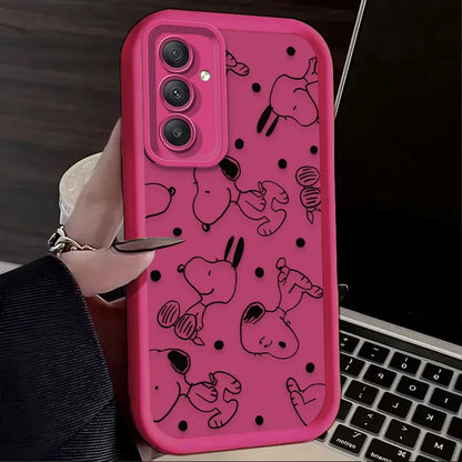 Cute Anime S-Snoopys Case For Samsung Galaxy S24 S25 S23 Ultra S22 S21 Plus FE A36 A56 A26 A16 A06 A15 A25 A35 A55 5G Back Cover