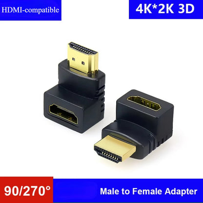 4K Adapter HDMI-compatible 90 Degree Right-angle Adapter 270 Degree Male To Female Elbow Connector Converter