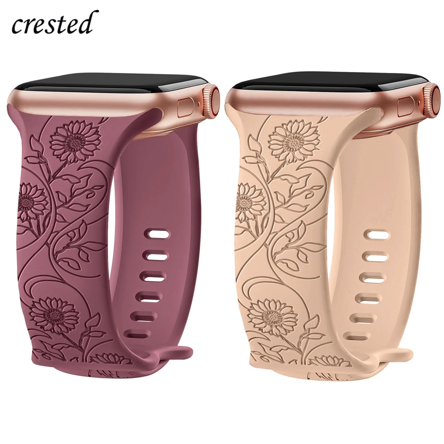 Strap For Apple Watch Band 40mm 44mm 41mm 49mm 45mm 46mm 42mm Silicone Engraved Bracelet iwatch Series ultra 2 10 9 SE 8 7 6 5 4
