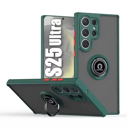 Magnetic Matte Case For Samsung Galaxy S25 S24 S23 S22 S21 S20 Ultra FE 5G S10 S9 Plus Lite Shock Proof Ring Holder Cover Funda