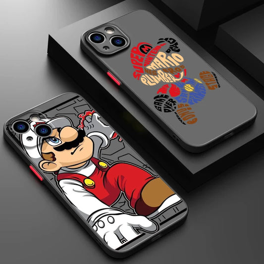 M-Marios Popular Cartoon Art Frosted Translucent For Apple iPhone 16 15 14 13 12 11 XS XR X Pro Max Plus Mini TPU Phone Case