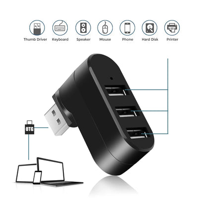 USB 3.0 HUB Adapter 180°Rotatable 3 Port USB 3.0 2.0 HUB High Speed Splitter For Mac Lenovo Xiaomi PC Tablet Huawei Accessories