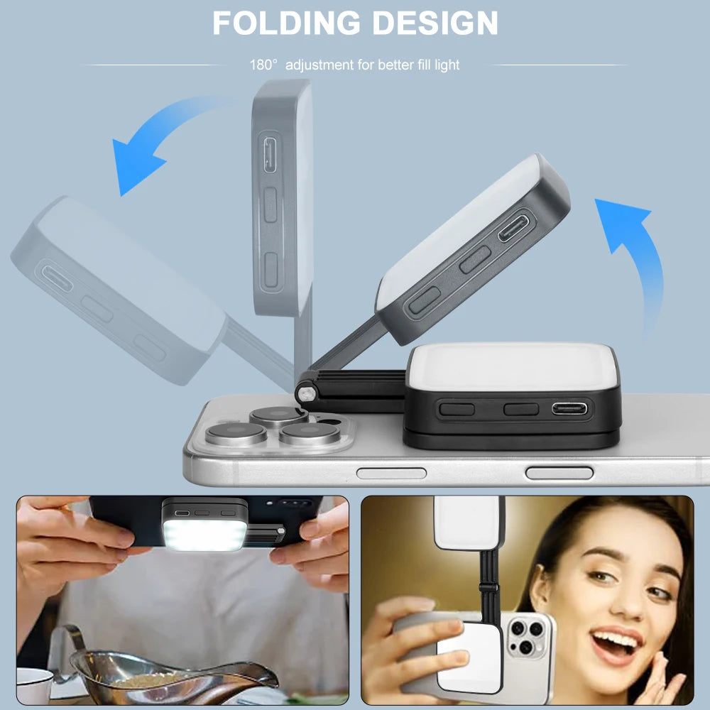 Magnetic Cell Phone Photography Fill Light Live Video Recording Mini Ultra-thin LED Selfie Beauty Pocket Light