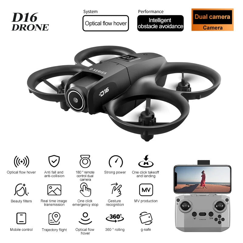 Xiaomi D16 Mini Drone Dual Camera 8K HDAerial Aircraft Obstacle Avoidance UAV Fixed Remote Control Airplane Gift Toys 20000M